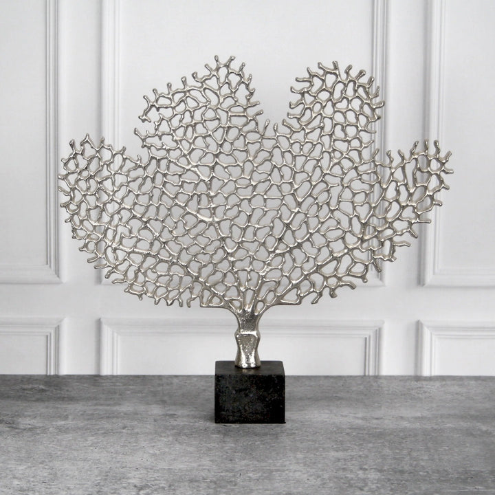 Serene Silver Tree Sculpture for Home Decor