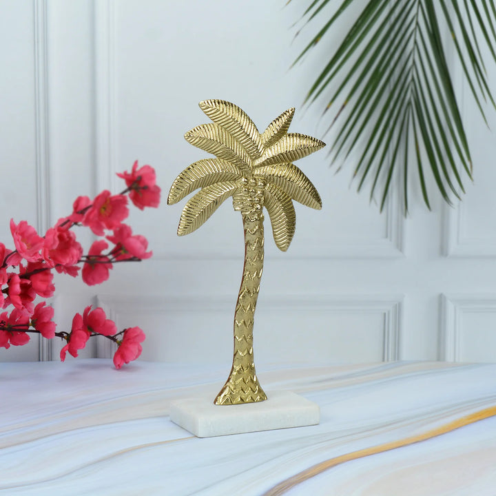 Coastal Gold Palm Tree Sculpture for Home Decor