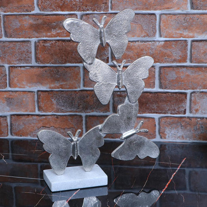 Flutter Silver Butterfly Sculpture for Modern Decor