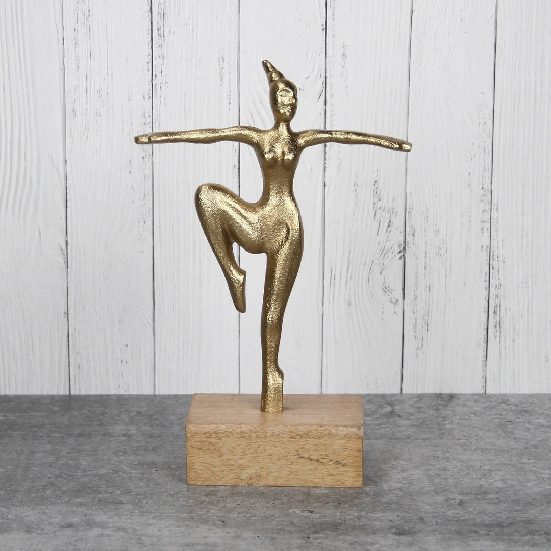 Gold Dancing Lady with Sleek Wood Base