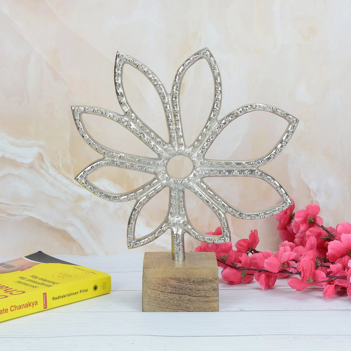 Luminous Silver Sunflower Decorative Sculpture