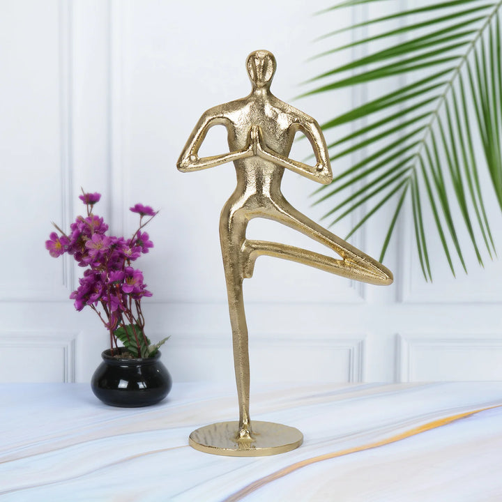 Antique Gold Yoga Man Figurine for Home Decor
