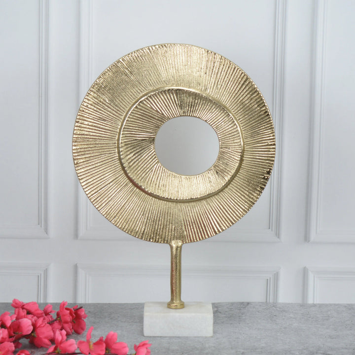 Gold Disc Abstract Sculpture for Tabletop Decor