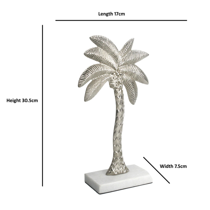 Coastal Silver Palm Tree Sculpture for Home Decor