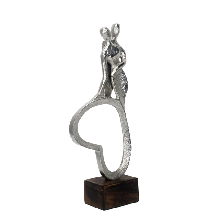 Silver Eternity Couple Figurine for Romantic Home Decor