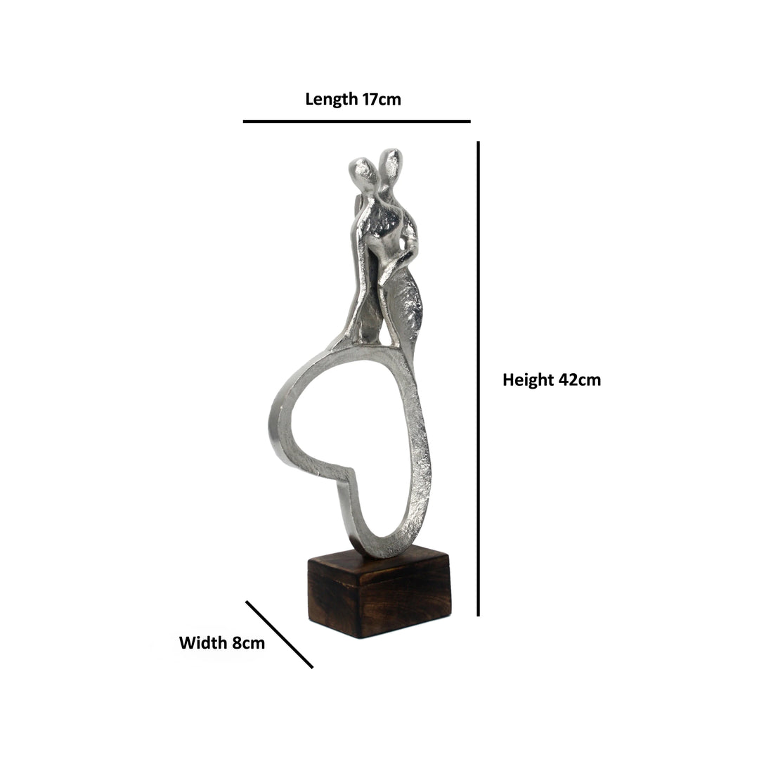 Silver Eternity Couple Figurine for Romantic Home Decor