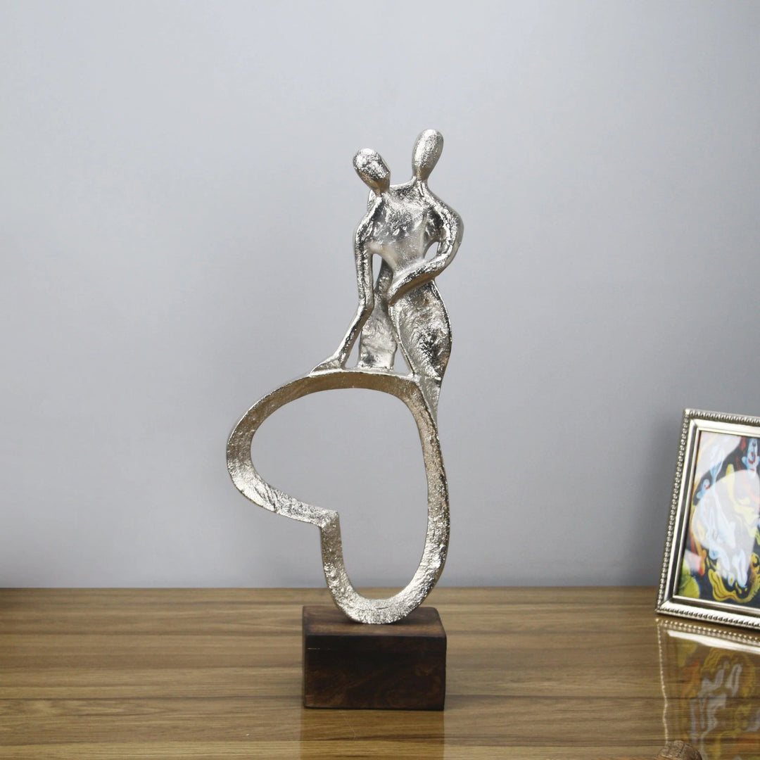 Silver Eternity Couple Figurine for Romantic Home Decor
