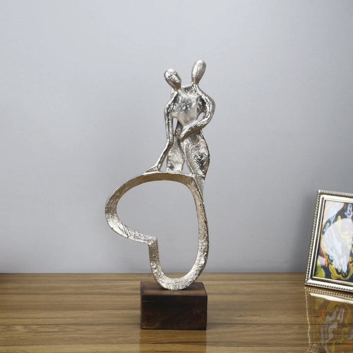 Silver Eternity Couple Figurine for Romantic Home Decor