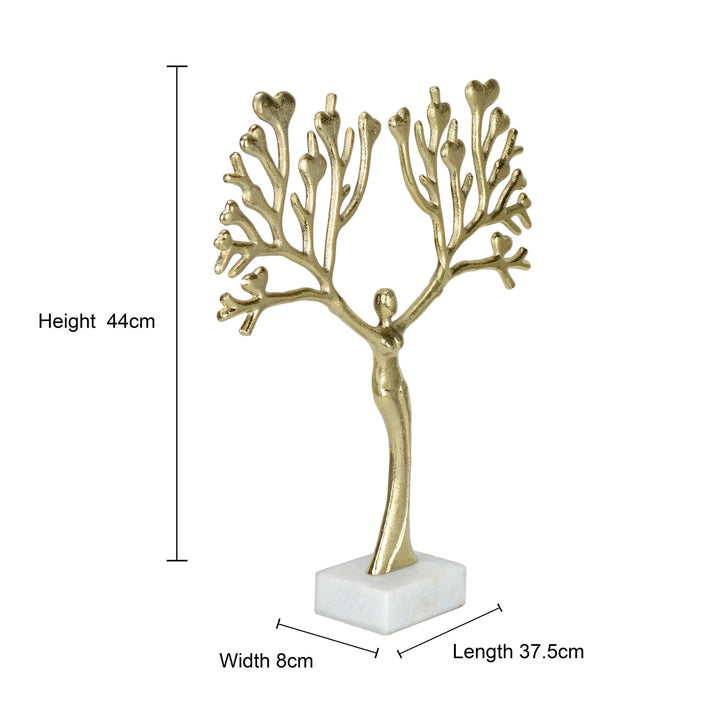 Gold Tree Sculpture with White Marble Base