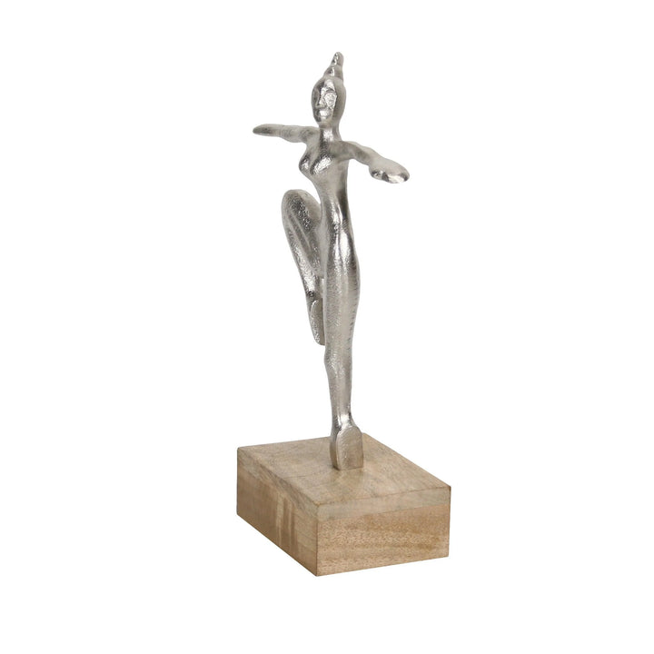 Dancing Lady Figurine with Sleek Wood Base