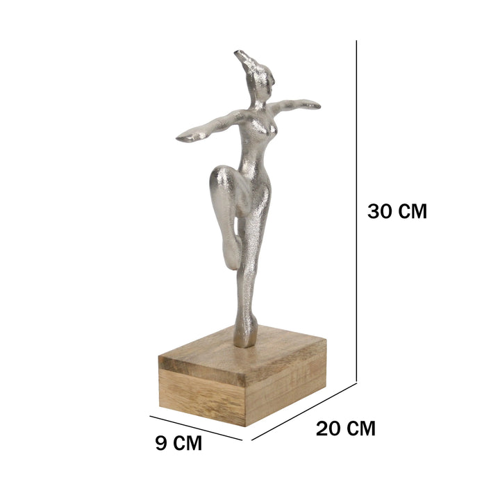 Dancing Lady Figurine with Sleek Wood Base