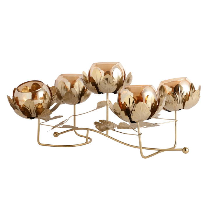 Gold Lustraglow Diwali Candle Holder for Festive Decor