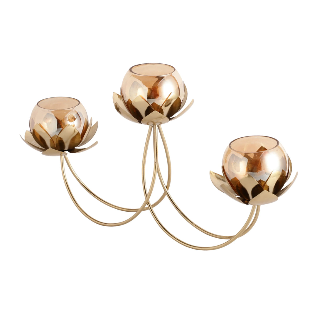 Gold Petal Radiance Diwali Candle Holder