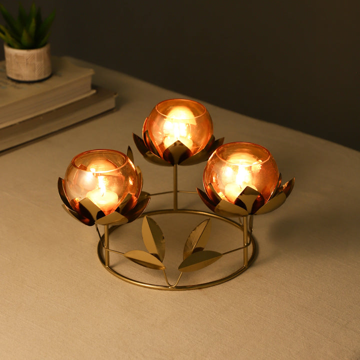 Gold Emberline Diwali Candle Holder for Home Decor