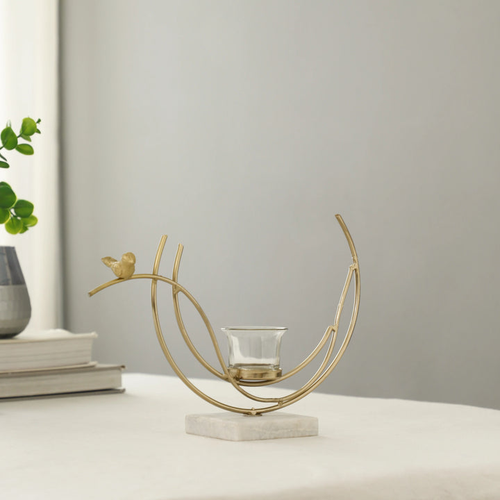 Gold Lumen Crescent Diwali Candle Holder