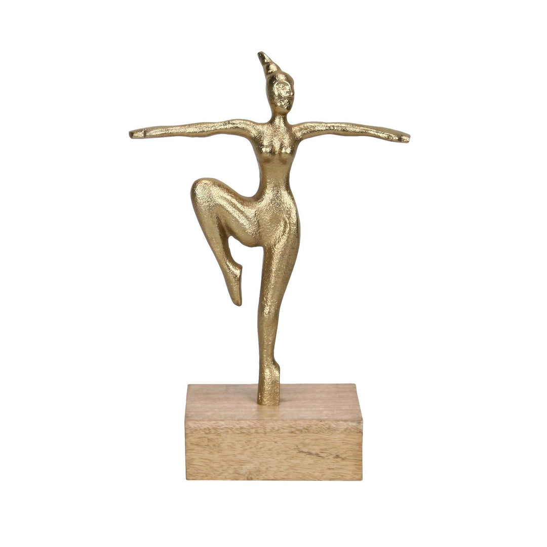 Gold Dancing Lady with Sleek Wood Base