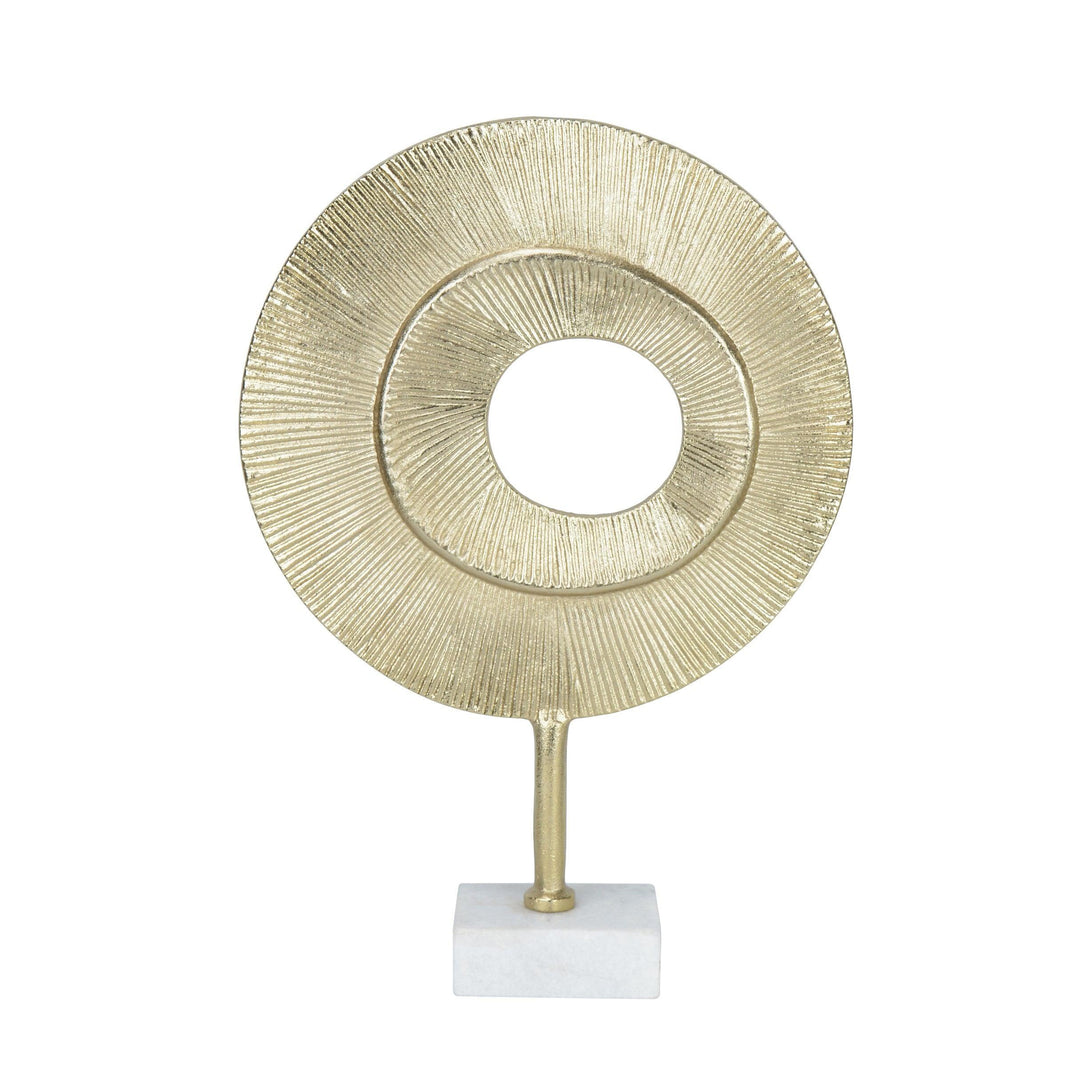 Gold Disc Abstract Sculpture for Tabletop Decor