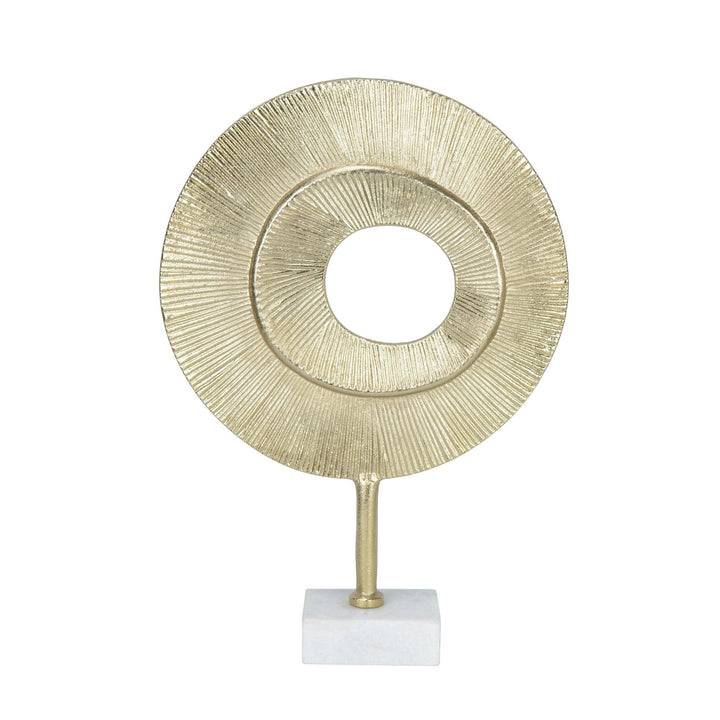 Gold Disc Abstract Sculpture for Tabletop Decor