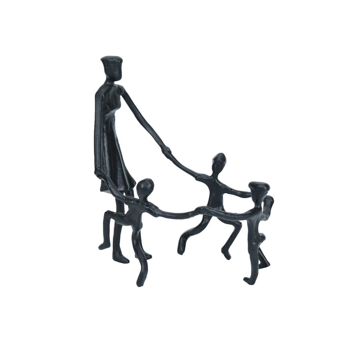 Togetherness Mother and Kids Black Sculpture