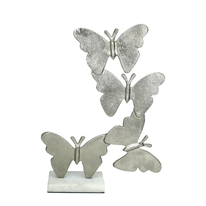 Flutter Silver Butterfly Sculpture for Modern Decor