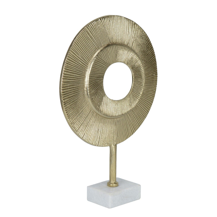 Gold Disc Abstract Sculpture for Tabletop Decor