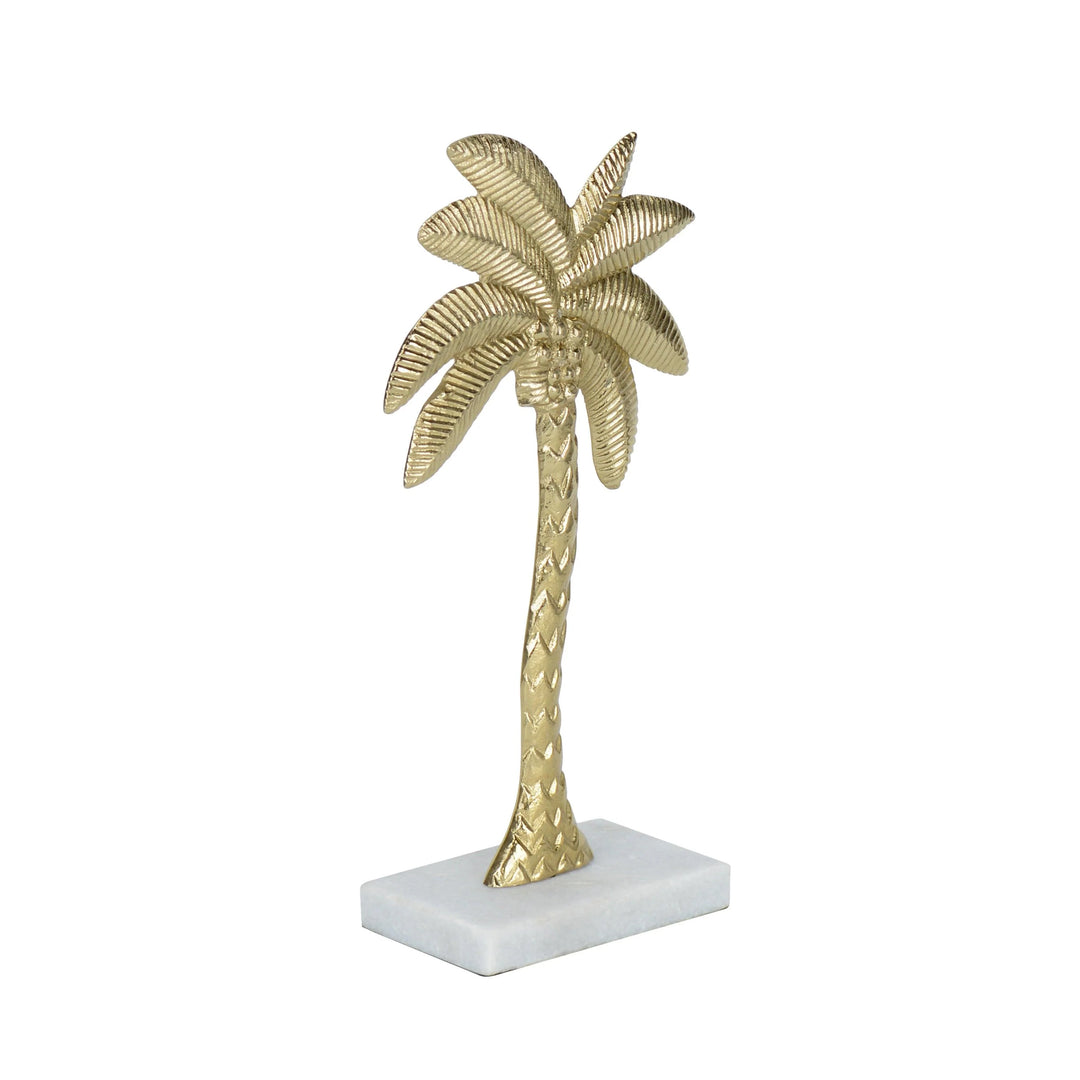 Coastal Gold Palm Tree Sculpture for Home Decor