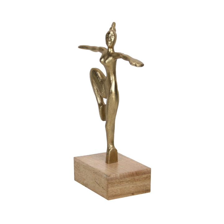 Gold Dancing Lady with Sleek Wood Base