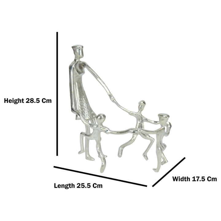 Togetherness Mother and Kids Silver Sculpture