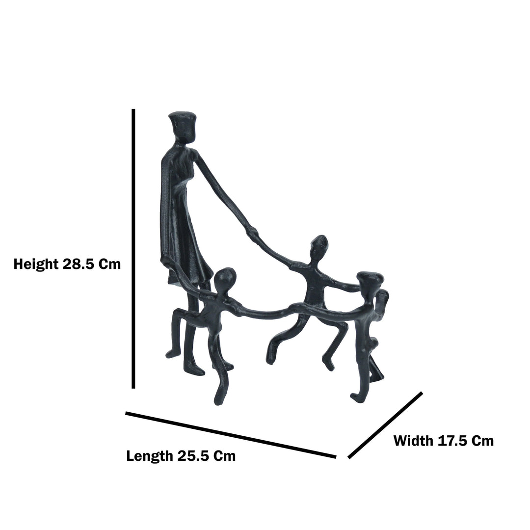 Togetherness Mother and Kids Black Sculpture