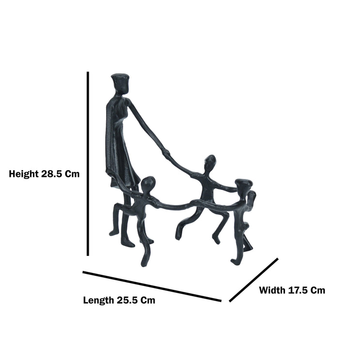 Togetherness Mother and Kids Black Sculpture