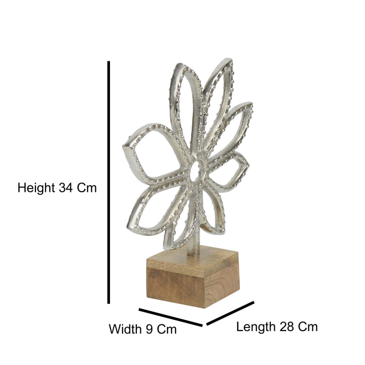 Luminous Silver Sunflower Decorative Sculpture