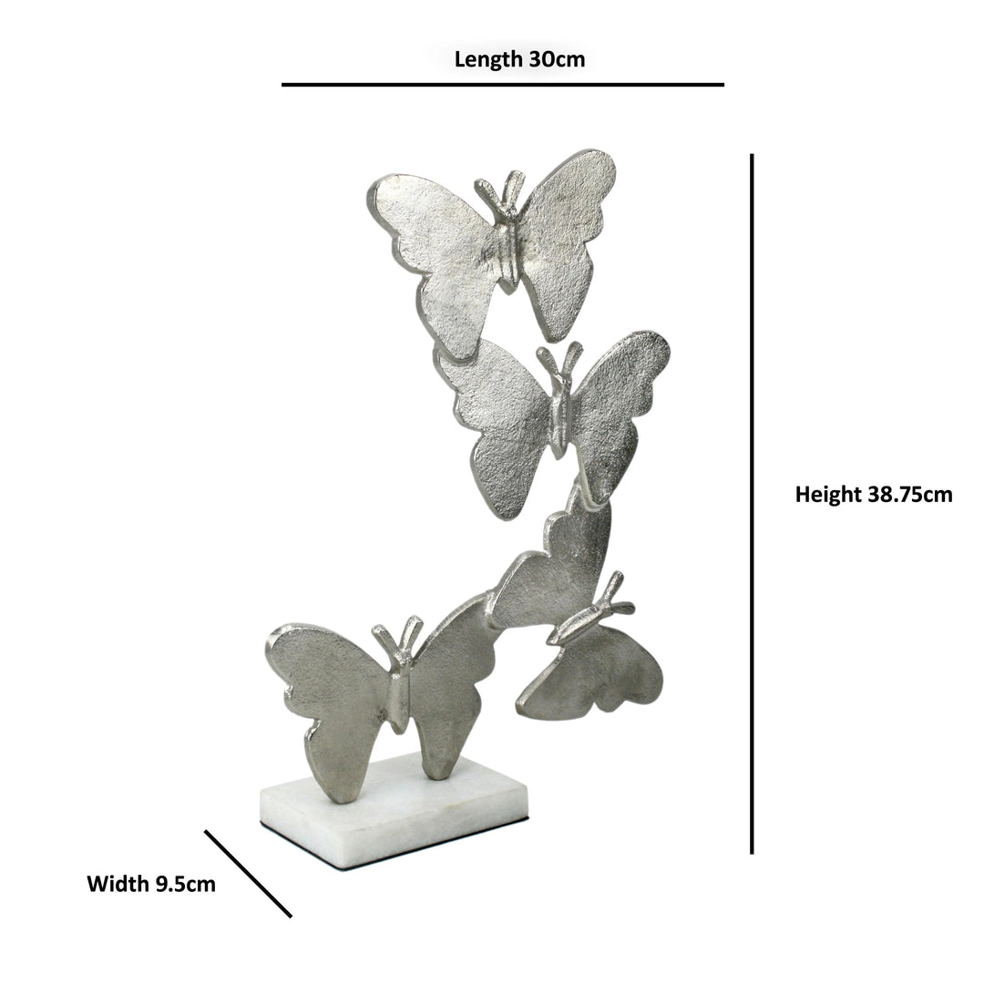 Flutter Silver Butterfly Sculpture for Modern Decor