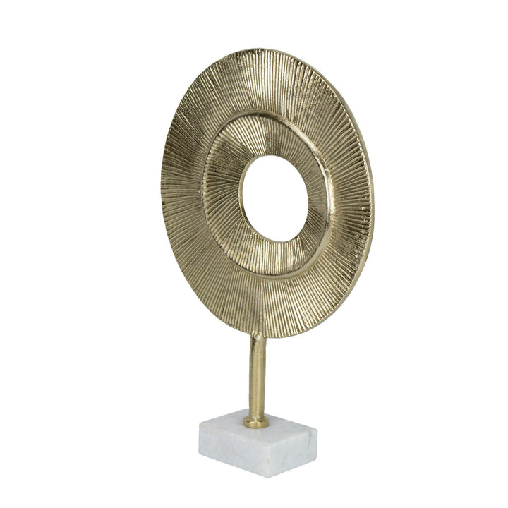 Gold Disc Abstract Sculpture for Tabletop Decor