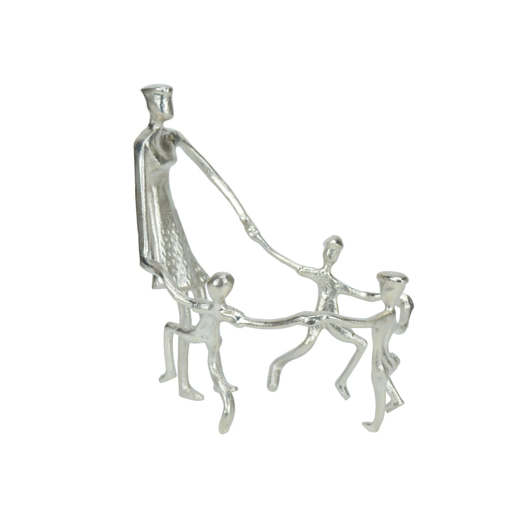 Togetherness Mother and Kids Silver Sculpture