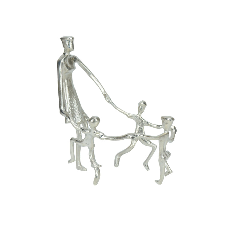 Togetherness Mother and Kids Silver Sculpture