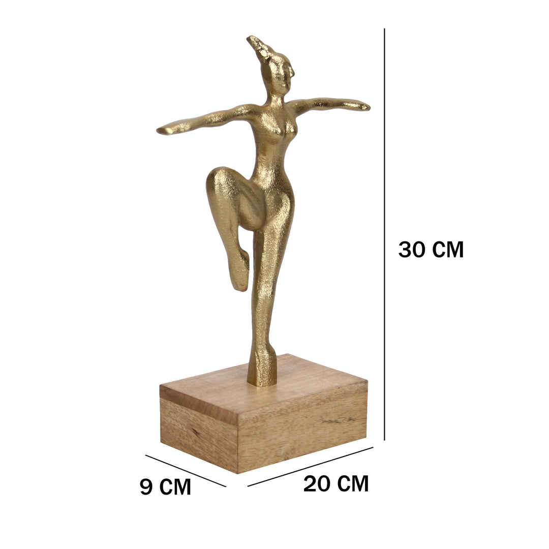 Gold Dancing Lady with Sleek Wood Base