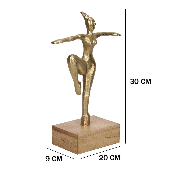 Gold Dancing Lady with Sleek Wood Base