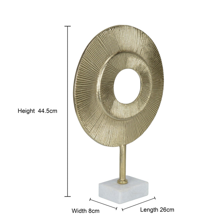 Gold Disc Abstract Sculpture for Tabletop Decor