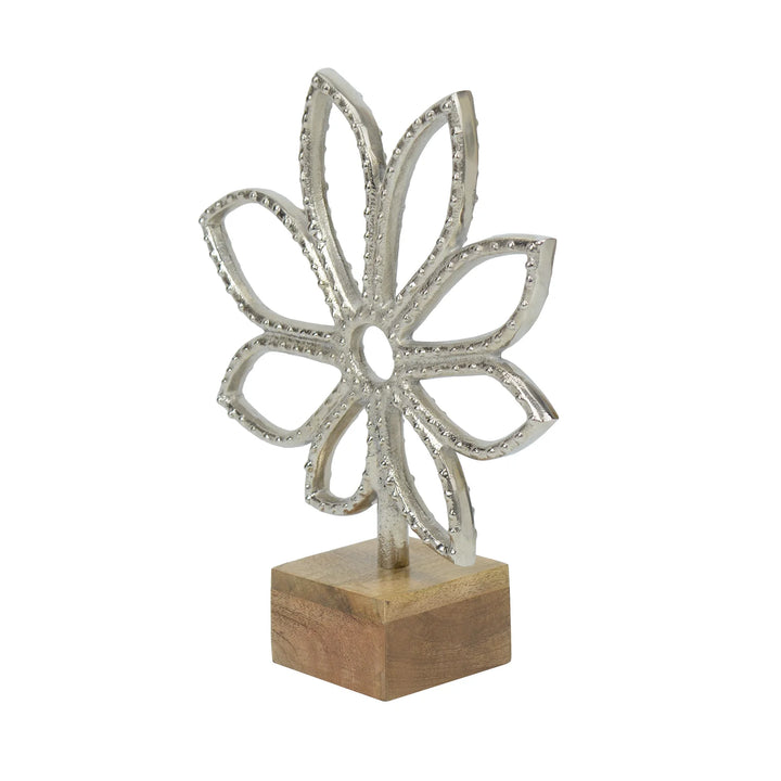 Luminous Silver Sunflower Decorative Sculpture