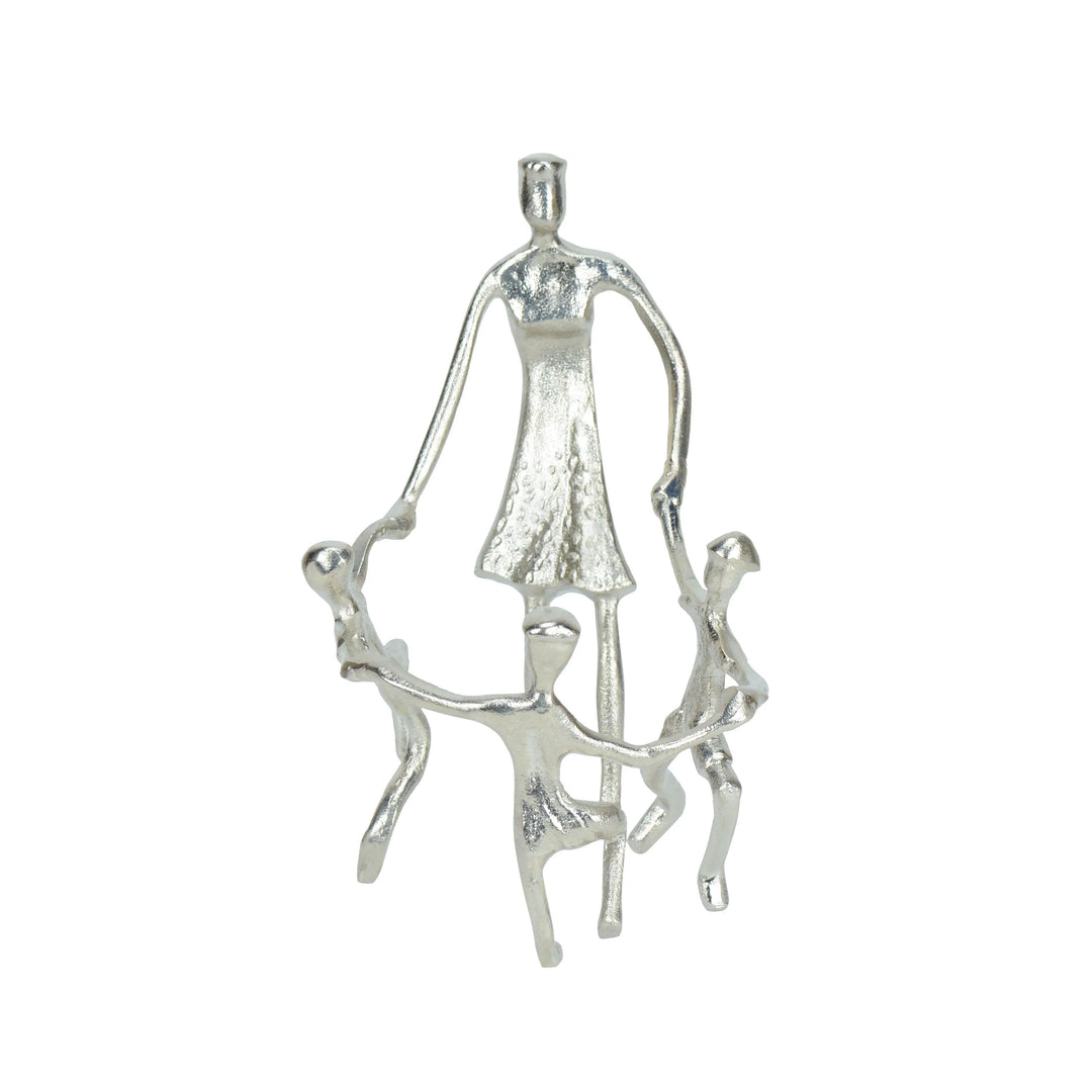 Togetherness Mother and Kids Silver Sculpture