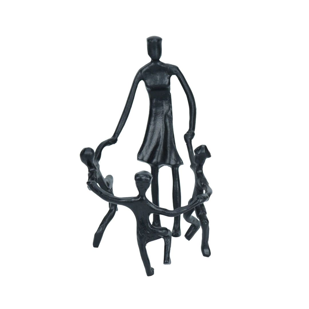 Togetherness Mother and Kids Black Sculpture