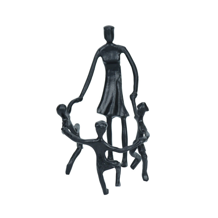 Togetherness Mother and Kids Black Sculpture