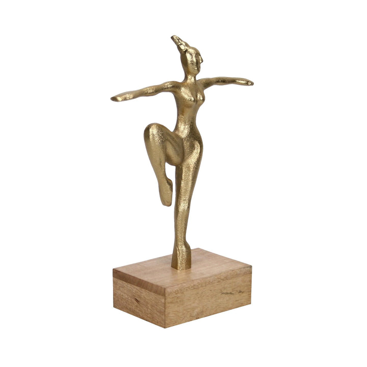 Gold Dancing Lady with Sleek Wood Base