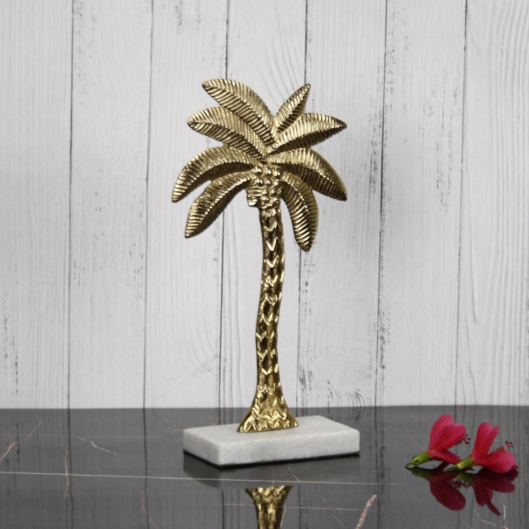 Coastal Gold Palm Tree Sculpture for Home Decor