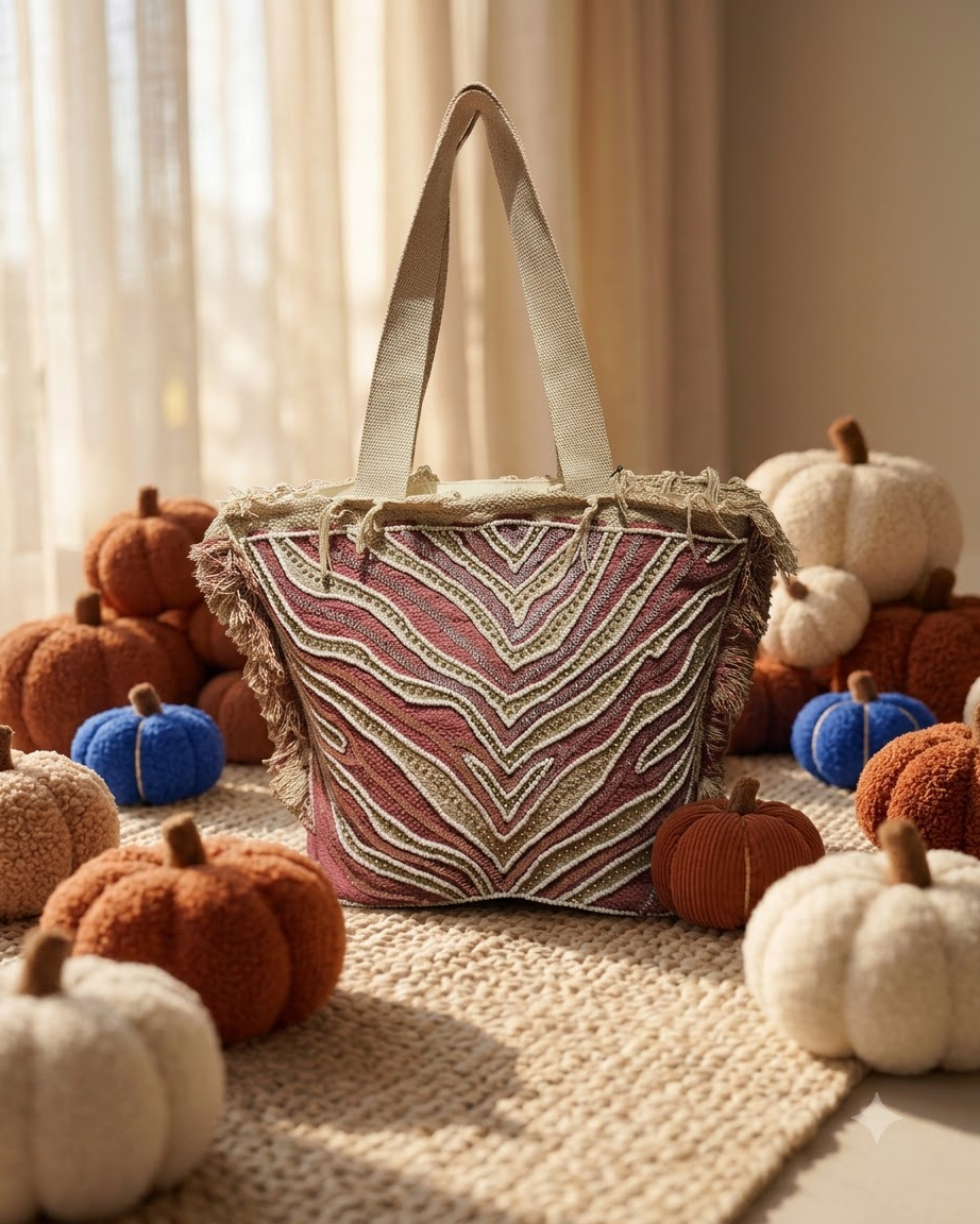 Pink &amp; Beige Tote Bag