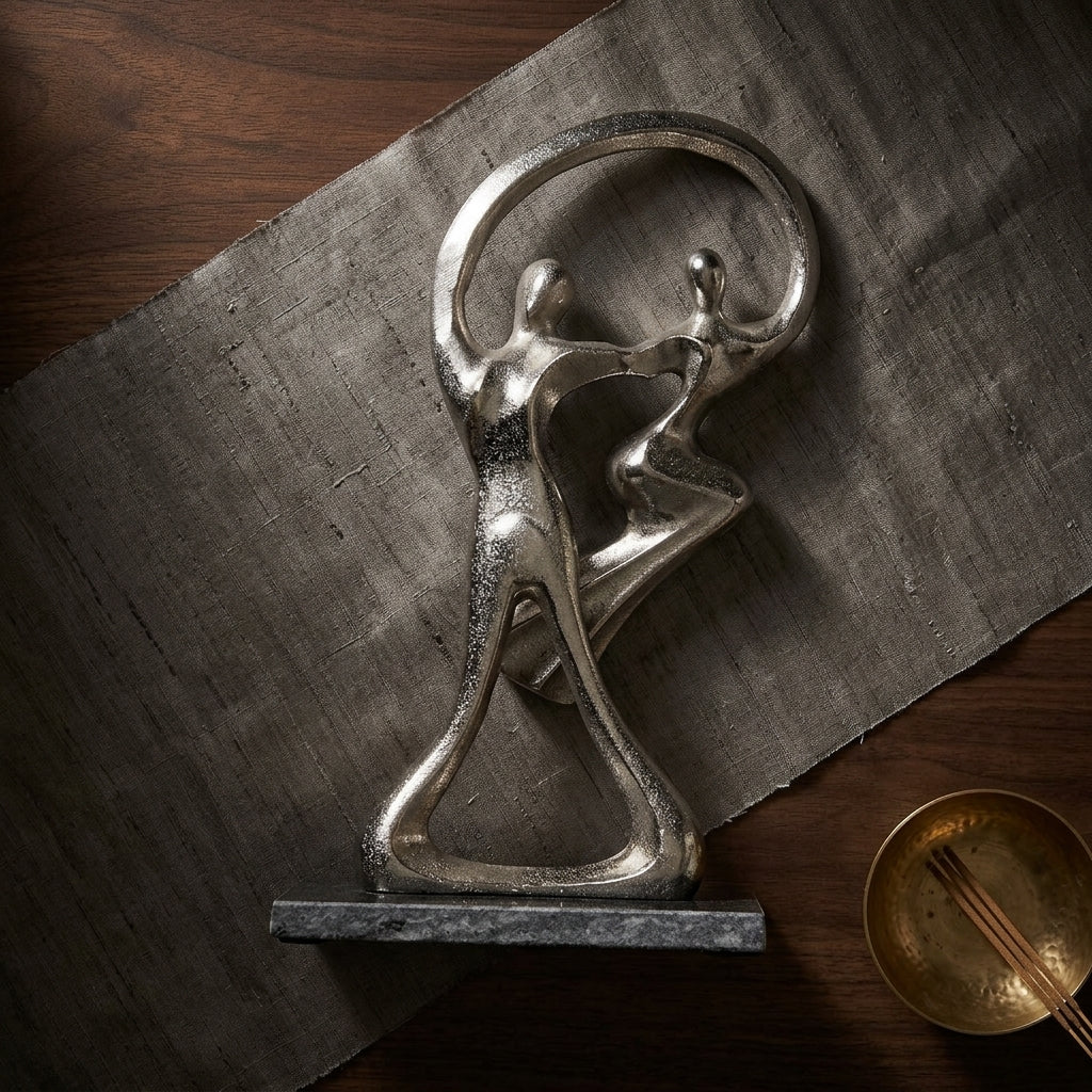 Premium Abstract Dancing Couple Silver Finish Showpiece