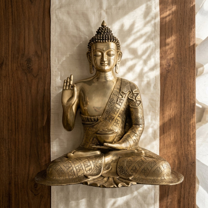 Elegant Buddha blessing statue décor statue for living room styling