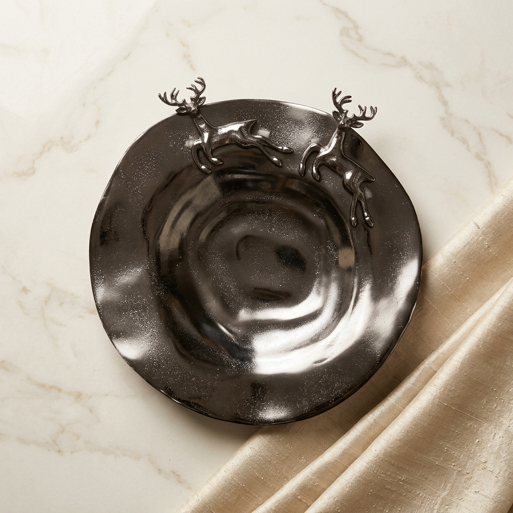 Premium twin deer decorative catchall plate for gifting