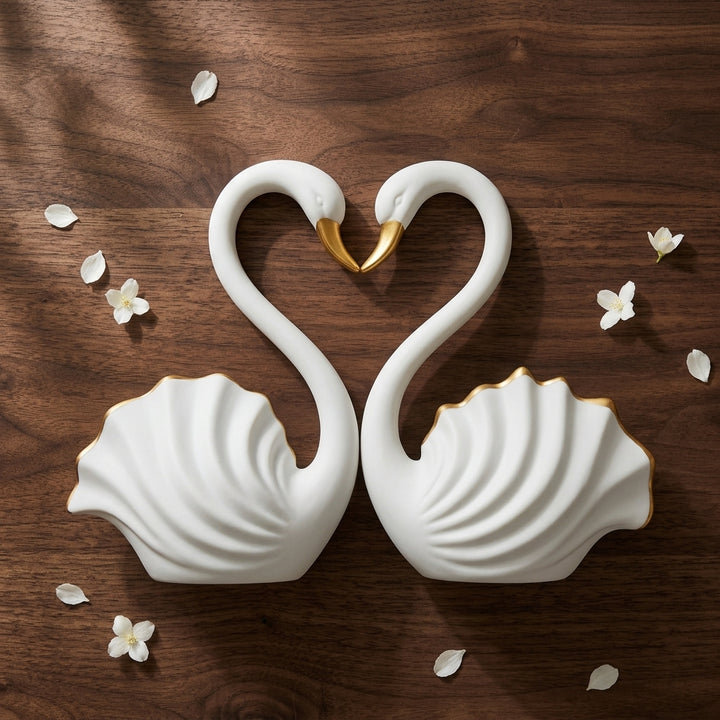 Elegant looking Luxury Swan Couple Showpiece