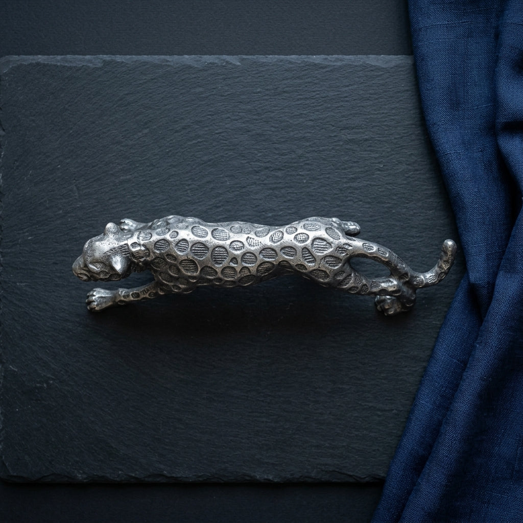Elegant Silver Leopard Figurine accent gift for modern homes